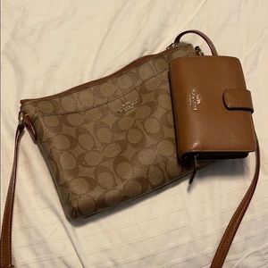 Coach brown crossbody with wallet